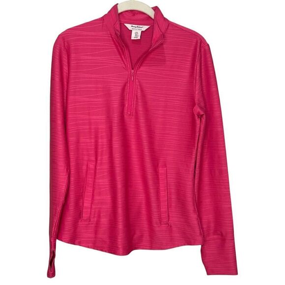 Tommy Bahama Zip Pullover Top Size Small Hot Pink Golf Tennis Pickleball - Picture 1 of 7